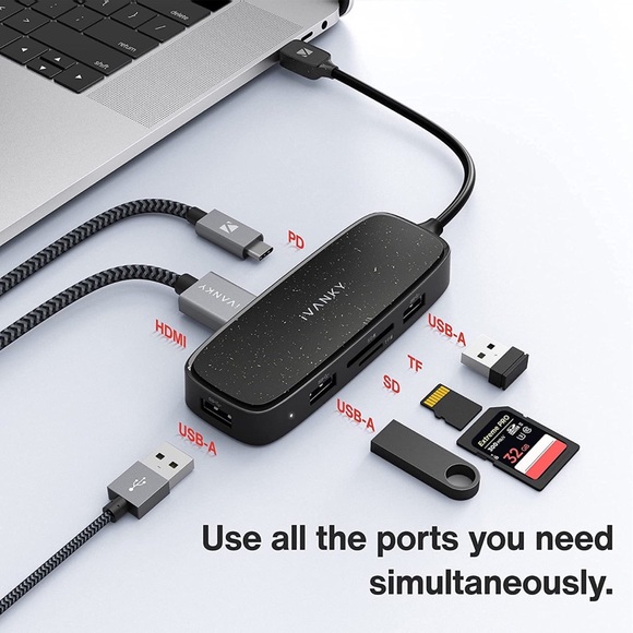 USB C Hub Multiport Adapter Dongle fM1 MacBook Pro 2021 MacBook Air with 4K HDMI - Picture 3 of 7